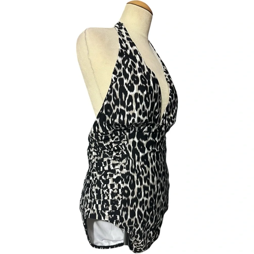 Calvin Klein Halter One Piece Leopard Swimsuit Size 16
